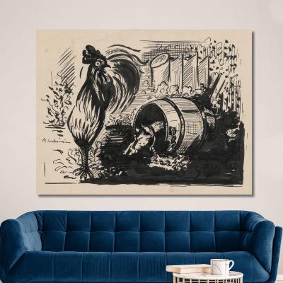 The Cock And The Dog Arnold Peter Weisz-Kubínčan apw83 canvas print 