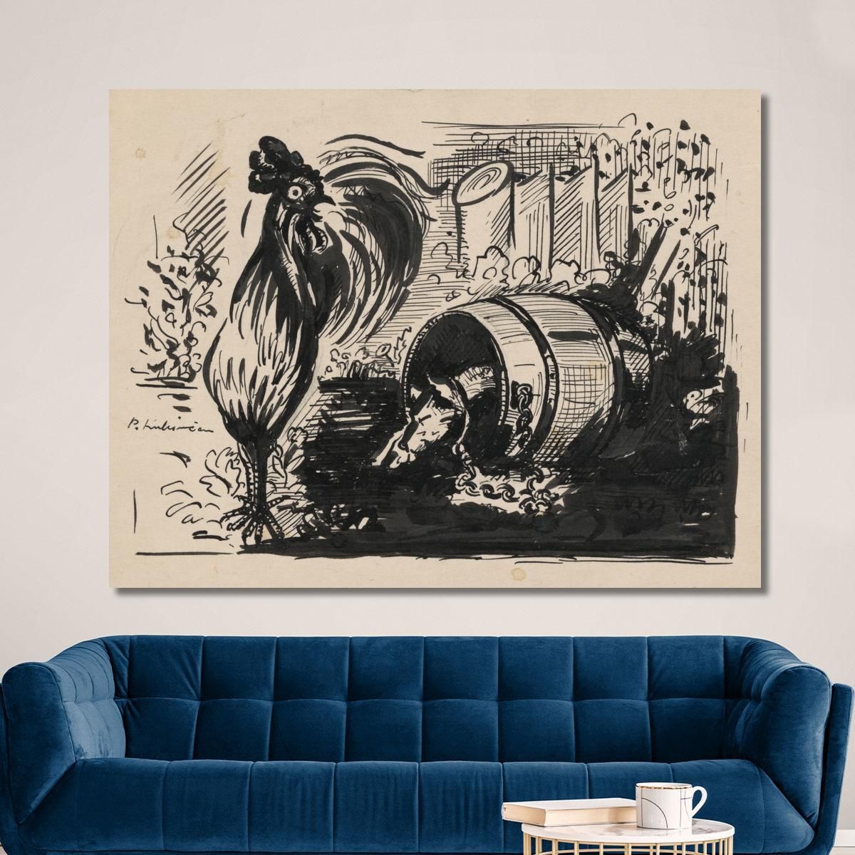 The Cock And The Dog Arnold Peter Weisz-Kubínčan apw83 canvas print 