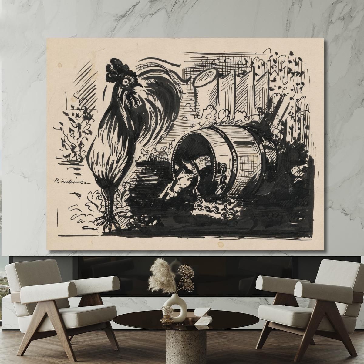The Cock And The Dog Arnold Peter Weisz-Kubínčan apw83 canvas print 