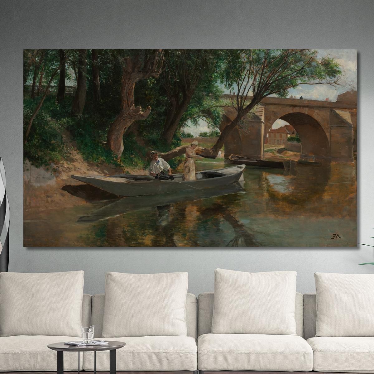 Bridge At Poissy Fishermen With Fishing Rods Ernest Meissonier ems11 canvas print 