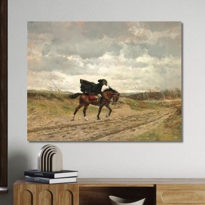 The Traveler Marshal Ney On Horseback Struggling Against The Wind Ernest Meissonier ems23 canvas print 