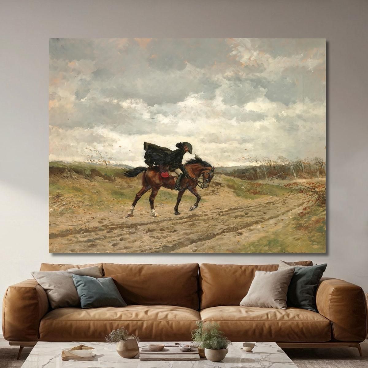 The Traveler Marshal Ney On Horseback Struggling Against The Wind Ernest Meissonier ems23 canvas print 