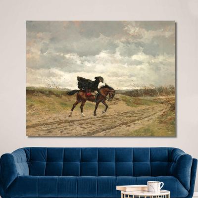 The Traveler Marshal Ney On Horseback Struggling Against The Wind Ernest Meissonier ems23 canvas print 