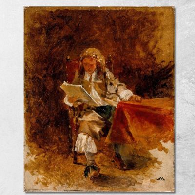 Study Of A Seated Cavalier Reading Ernest Meissonier ems31 canvas print 