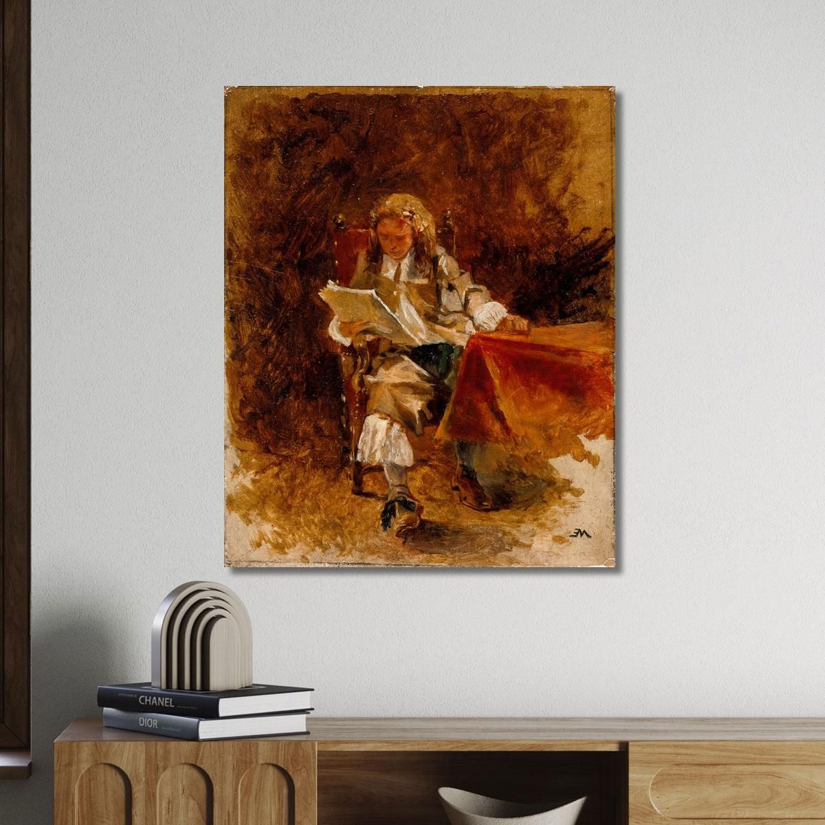 Study Of A Seated Cavalier Reading Ernest Meissonier ems31 canvas print 