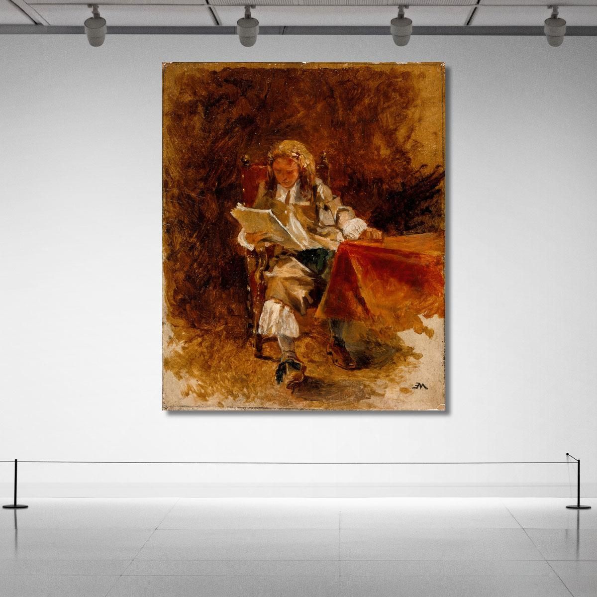 Study Of A Seated Cavalier Reading Ernest Meissonier ems31 canvas print 