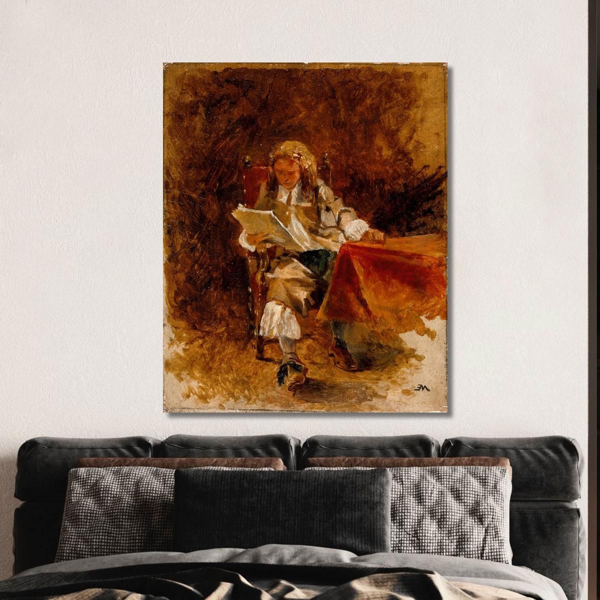Study Of A Seated Cavalier Reading Ernest Meissonier ems31 canvas print 