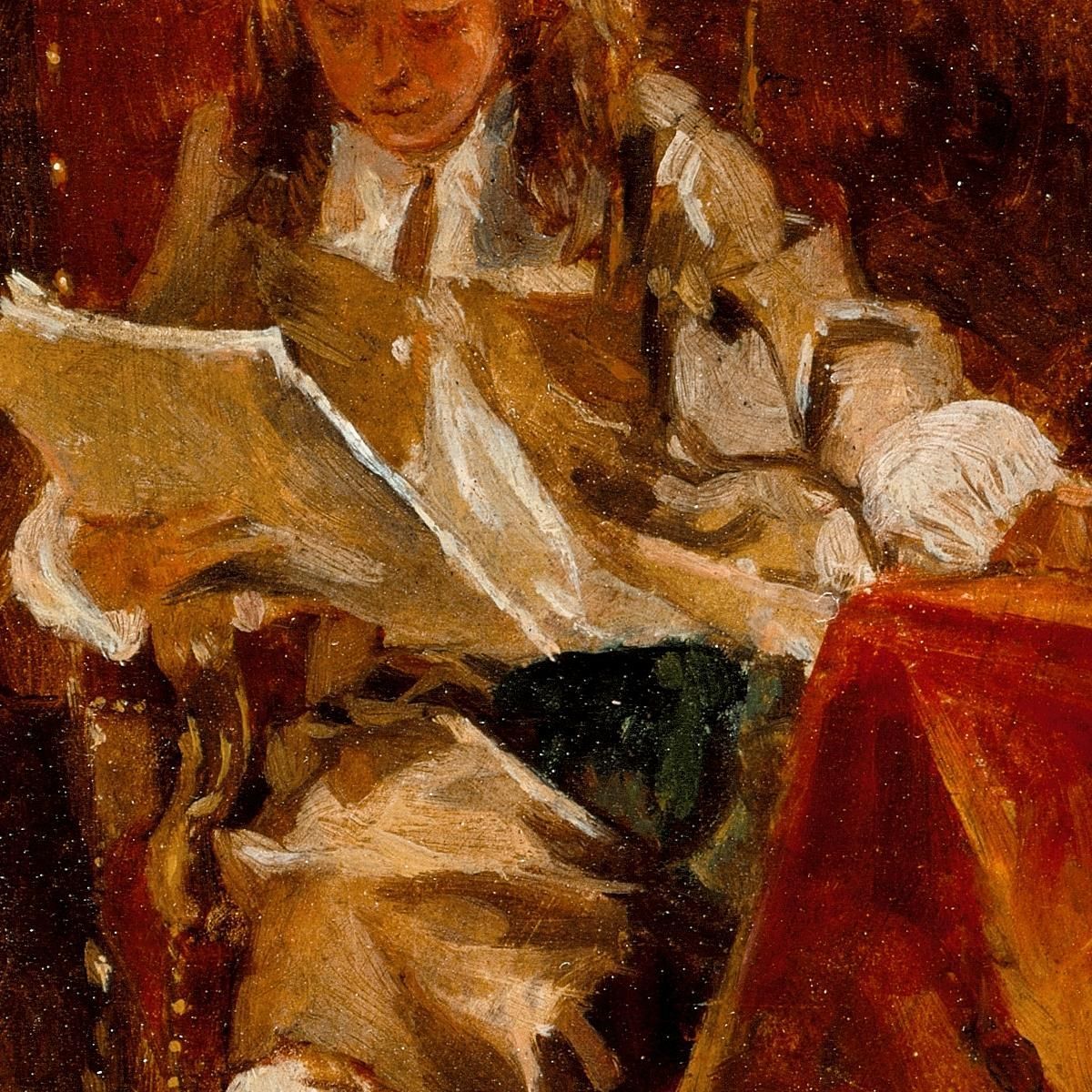 Study Of A Seated Cavalier Reading Ernest Meissonier ems31 canvas print