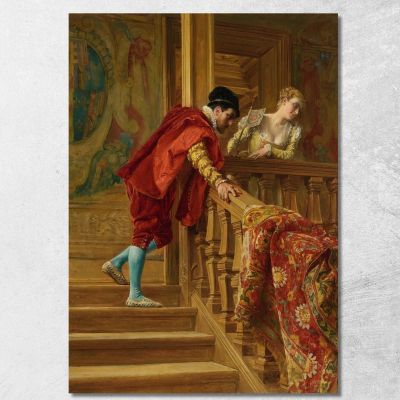 On The Staircase The Venetians Ernest Meissonier ems32 canvas print 