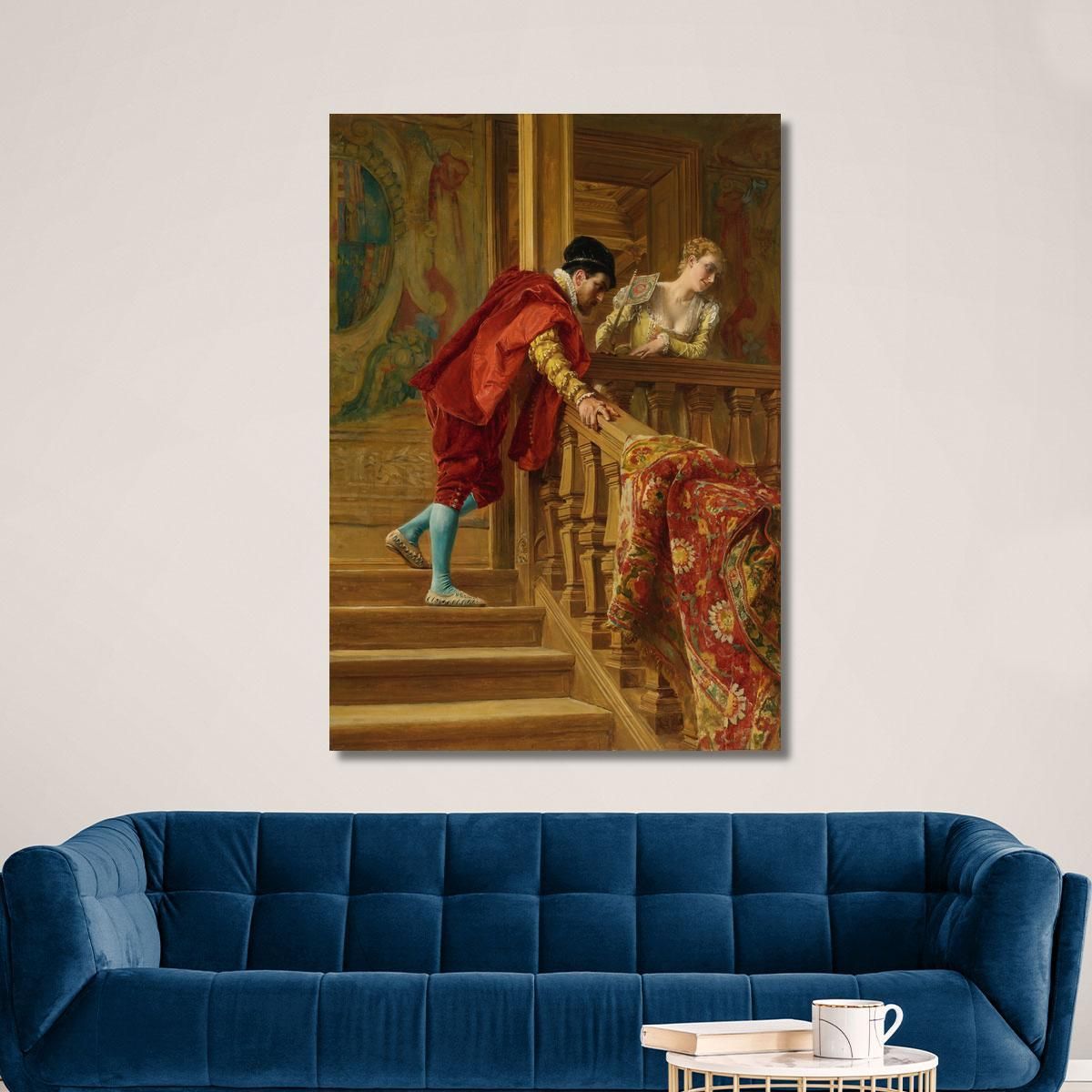 On The Staircase The Venetians Ernest Meissonier ems32 canvas print 