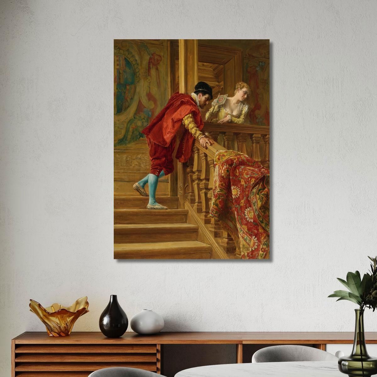 On The Staircase The Venetians Ernest Meissonier ems32 canvas print 