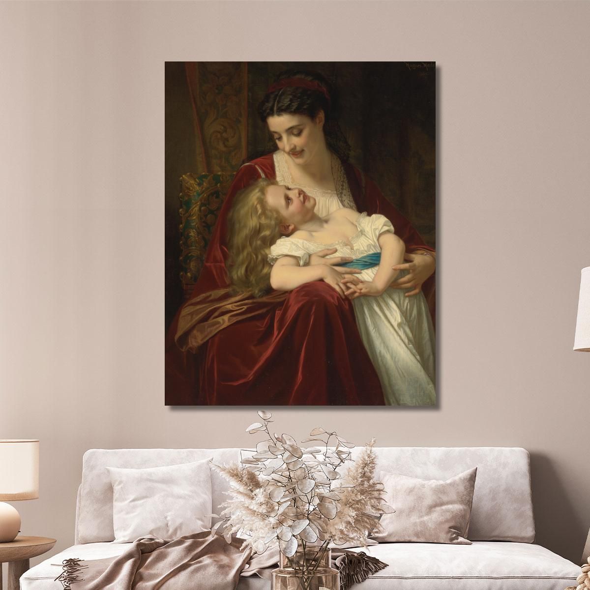 Maternal Affection Hugues Merle hmr16 canvas print 