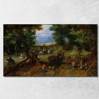 A Woodland Road With Travelers Jan Brueghel The Elder jbe6 canvas print 