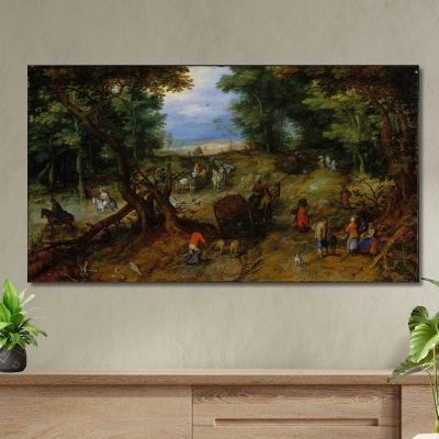 A Woodland Road With Travelers Jan Brueghel The Elder jbe6 canvas print 