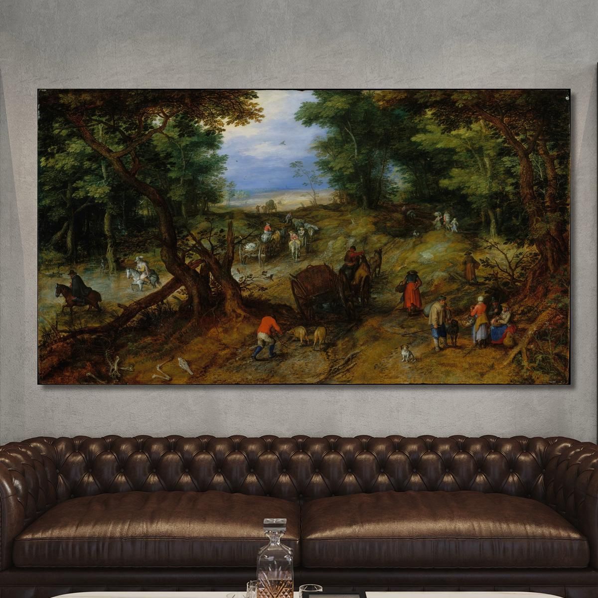 A Woodland Road With Travelers Jan Brueghel The Elder jbe6 canvas print 