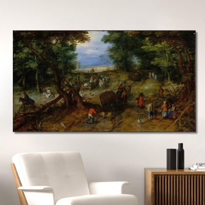 A Woodland Road With Travelers Jan Brueghel The Elder jbe6 canvas print 