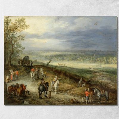 Extensive Landscape With Travellers On A Country Road Jan Brueghel The Elder jbe14 canvas print 