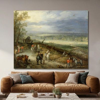 Extensive Landscape With Travellers On A Country Road Jan Brueghel The Elder jbe14 canvas print 