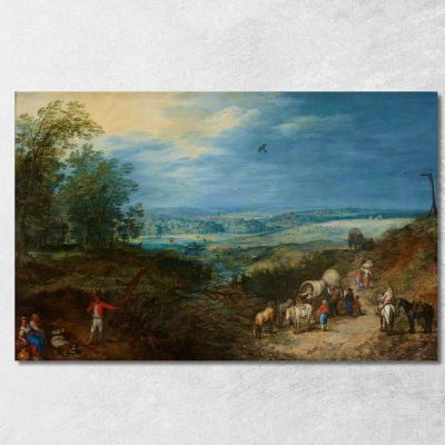 Landscape With Peasants Jan Brueghel The Elder jbe20 canvas print 