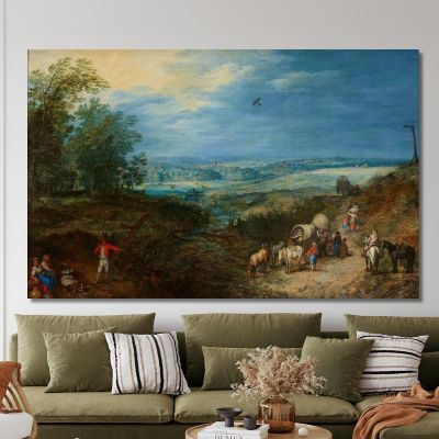 Landscape With Peasants Jan Brueghel The Elder jbe20 canvas print 