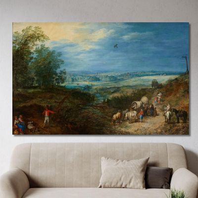 Landscape With Peasants Jan Brueghel The Elder jbe20 canvas print 