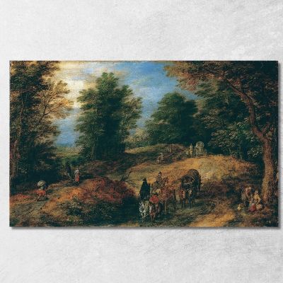 Landscape With Travelers On A Woodland Path Jan Brueghel The Elder jbe22 canvas print 