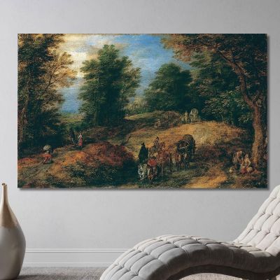 Landscape With Travelers On A Woodland Path Jan Brueghel The Elder jbe22 canvas print 