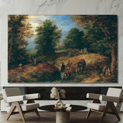 Landscape With Travelers On A Woodland Path Jan Brueghel The Elder jbe22 canvas print 