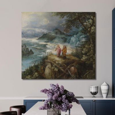 Mountain Landscape With The Temptation Of Christ Jan Brueghel The Elder jbe28 canvas print 