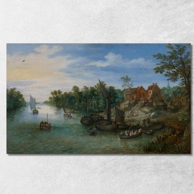 River Landscape Jan Brueghel The Elder jbe34 canvas print 