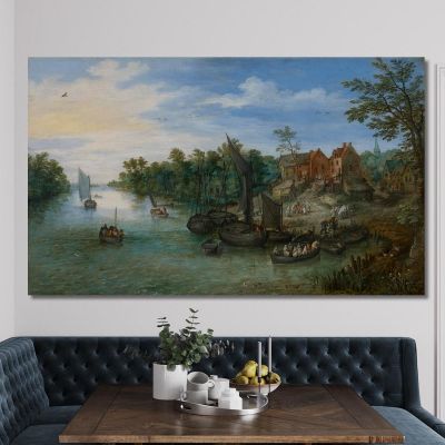 River Landscape Jan Brueghel The Elder jbe34 canvas print 