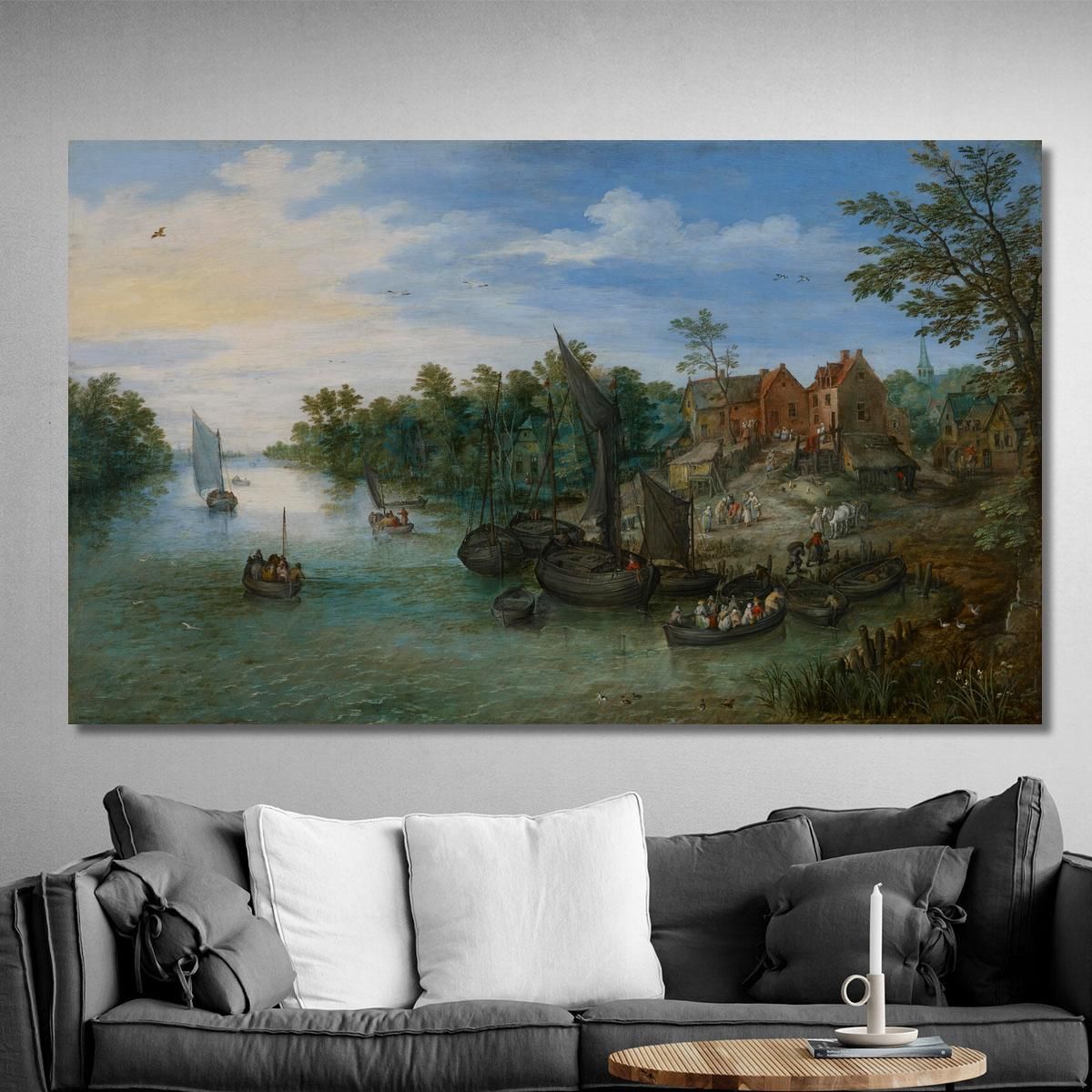 River Landscape Jan Brueghel The Elder jbe34 canvas print 