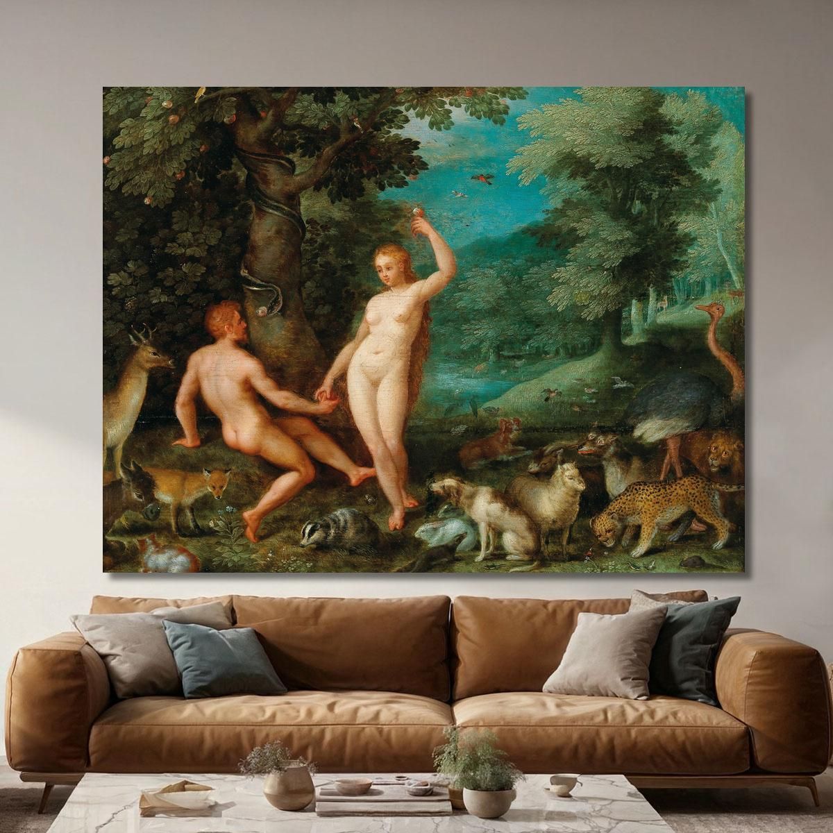 The Temptation Of Adam In Paradise Jan Brueghel The Elder jbe42 canvas print 