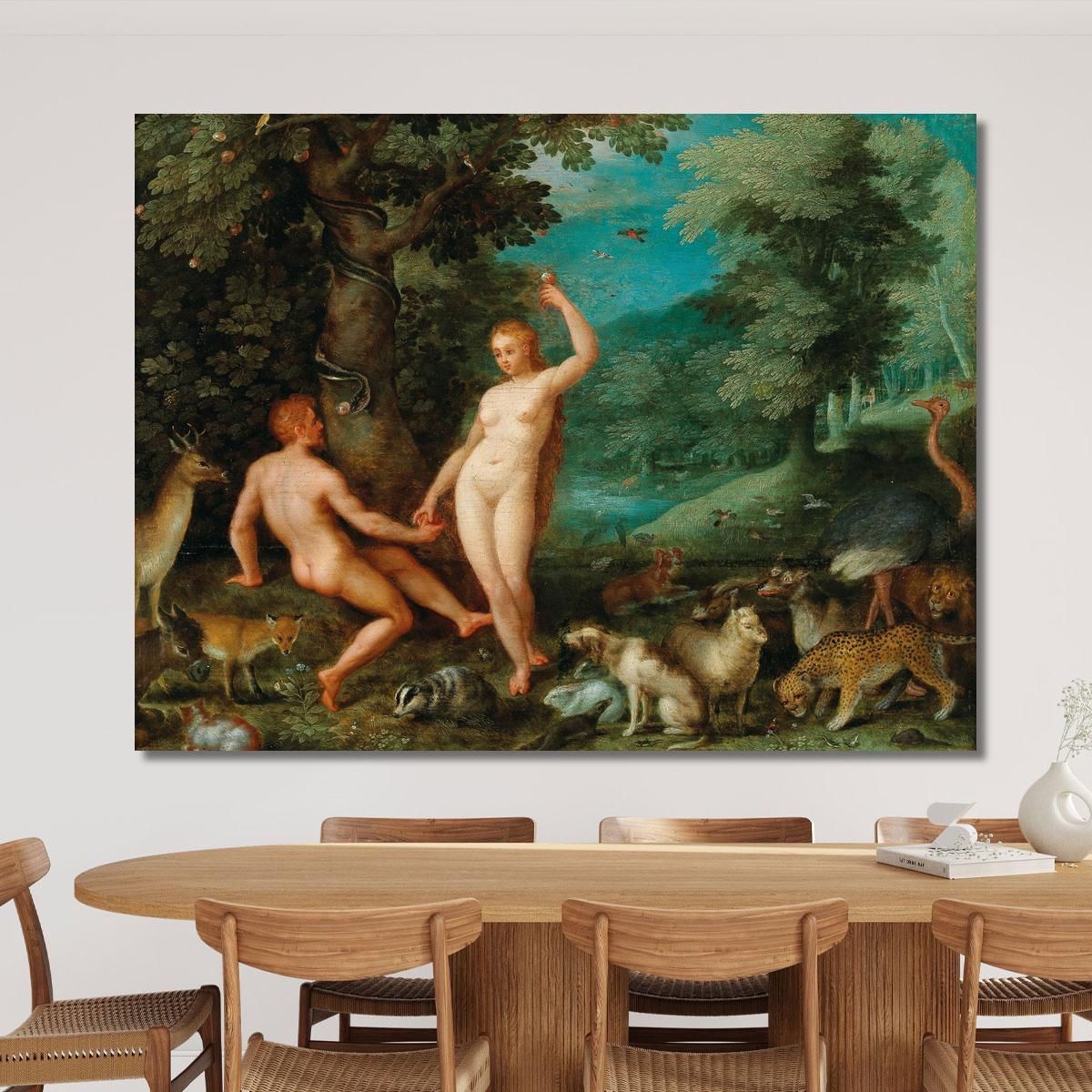 The Temptation Of Adam In Paradise Jan Brueghel The Elder jbe42 canvas print 