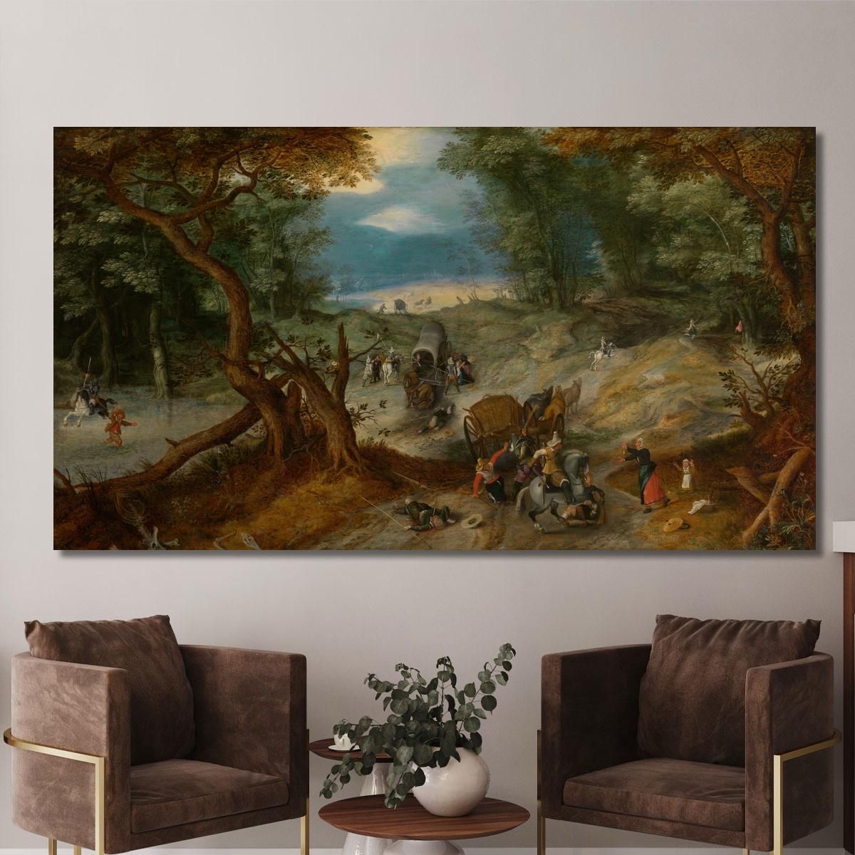 Travallers Attacked By Soldiers Jan Brueghel The Elder jbe48 canvas print 