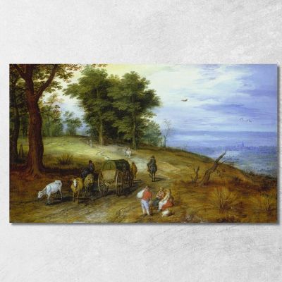 Wooded Landscape With Figures Jan Brueghel The Elder jbe53 canvas print 