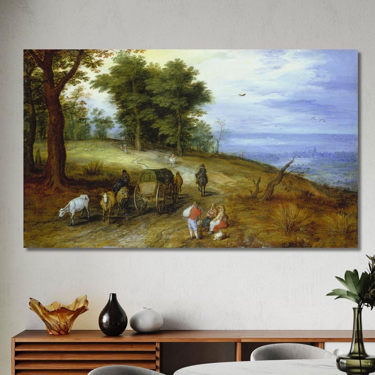 Wooded Landscape With Figures Jan Brueghel The Elder jbe53 canvas print 