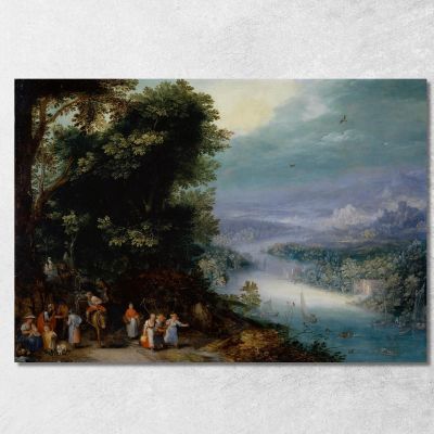 Wooded River Valley With Road Jan Brueghel The Elder jbe54 canvas print 