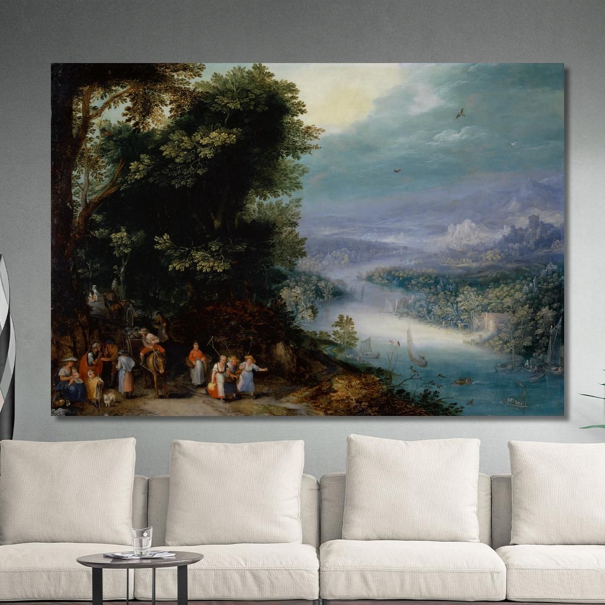 Wooded River Valley With Road Jan Brueghel The Elder jbe54 canvas print 