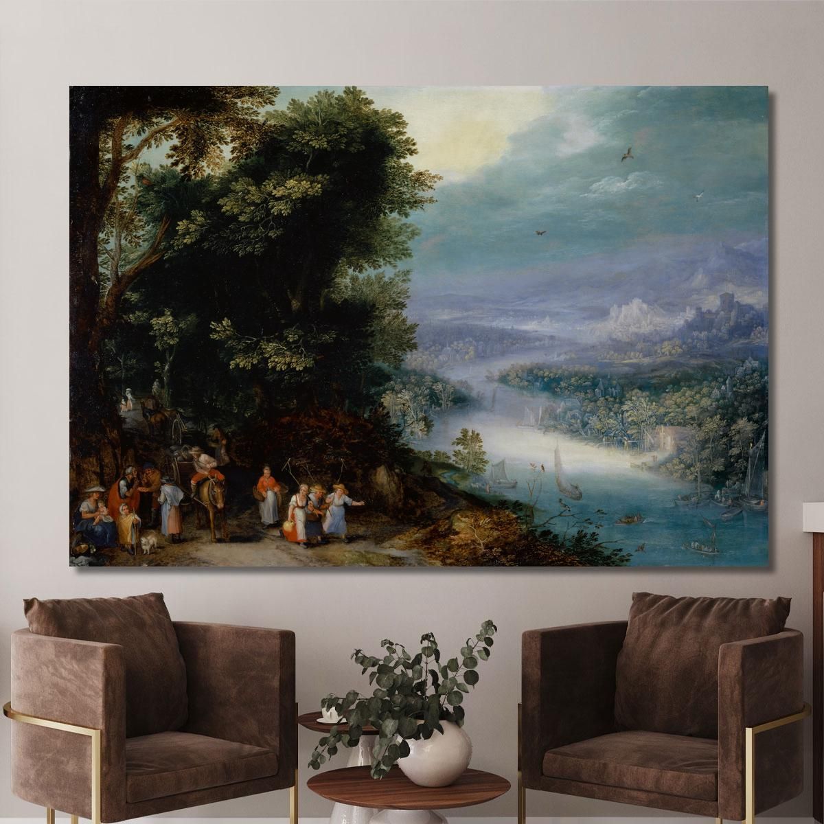 Wooded River Valley With Road Jan Brueghel The Elder jbe54 canvas print 