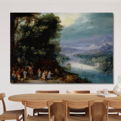 Wooded River Valley With Road Jan Brueghel The Elder jbe54 canvas print 