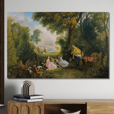 Hunting Rendezvous Jean-Antoine Watteau jaw27 canvas print 