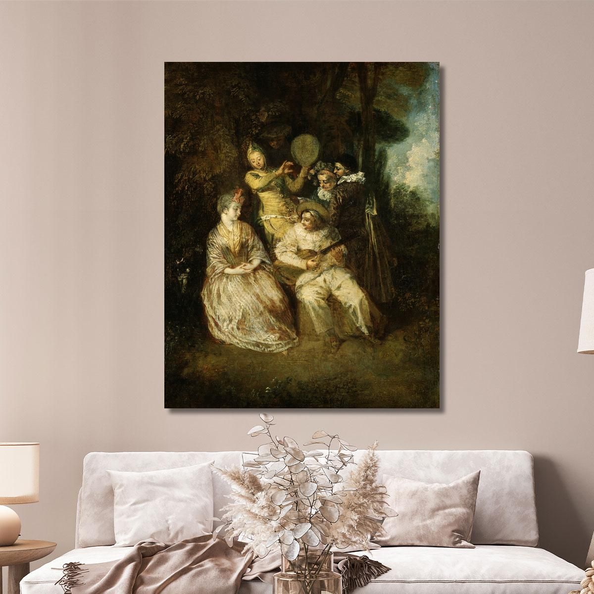 The Italian Serenade Jean-Antoine Watteau jaw38 canvas print 