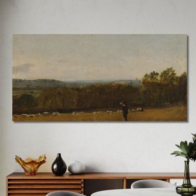A Shepherd In A Landscape Looking Across Dedham Vale Towards Langham John Constable jcn7 canvas print 