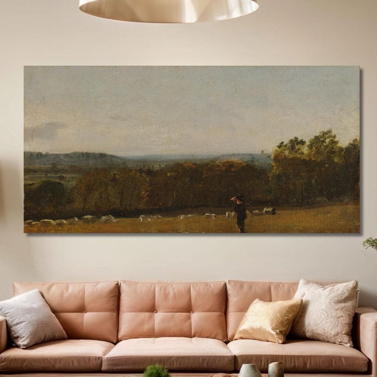 A Shepherd In A Landscape Looking Across Dedham Vale Towards Langham John Constable jcn7 canvas print 