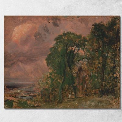 A View At Hampstead With Stormy Weather John Constable jcn8 canvas print 