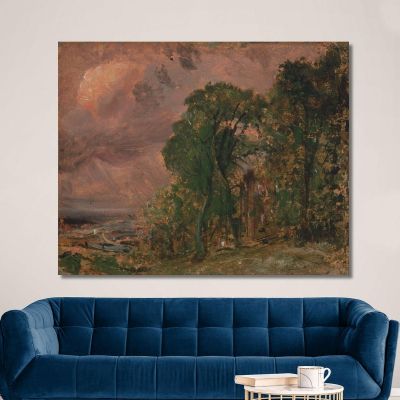 A View At Hampstead With Stormy Weather John Constable jcn8 canvas print 