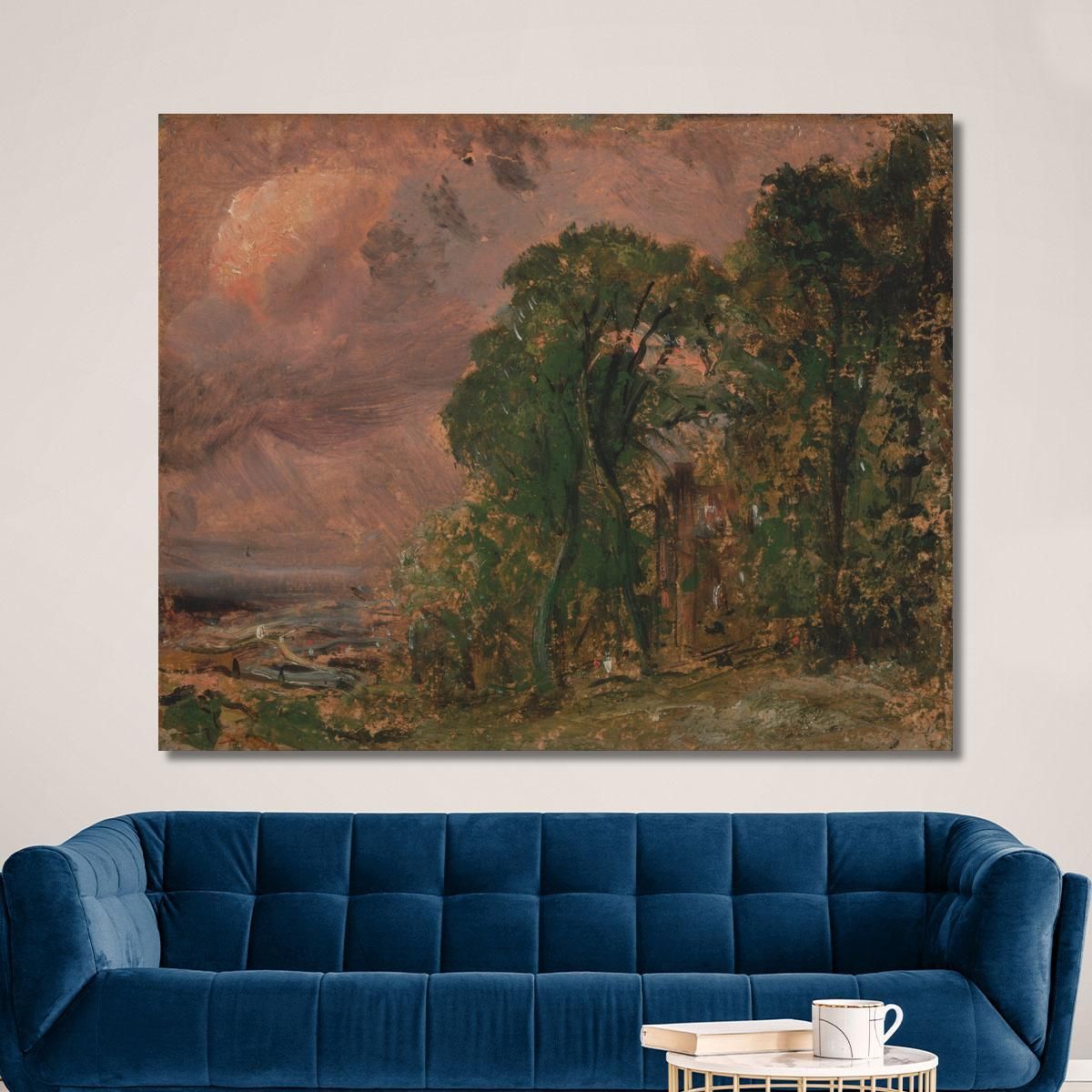 A View At Hampstead With Stormy Weather John Constable jcn8 canvas print 
