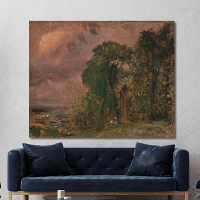 A View At Hampstead With Stormy Weather John Constable jcn8 canvas print 