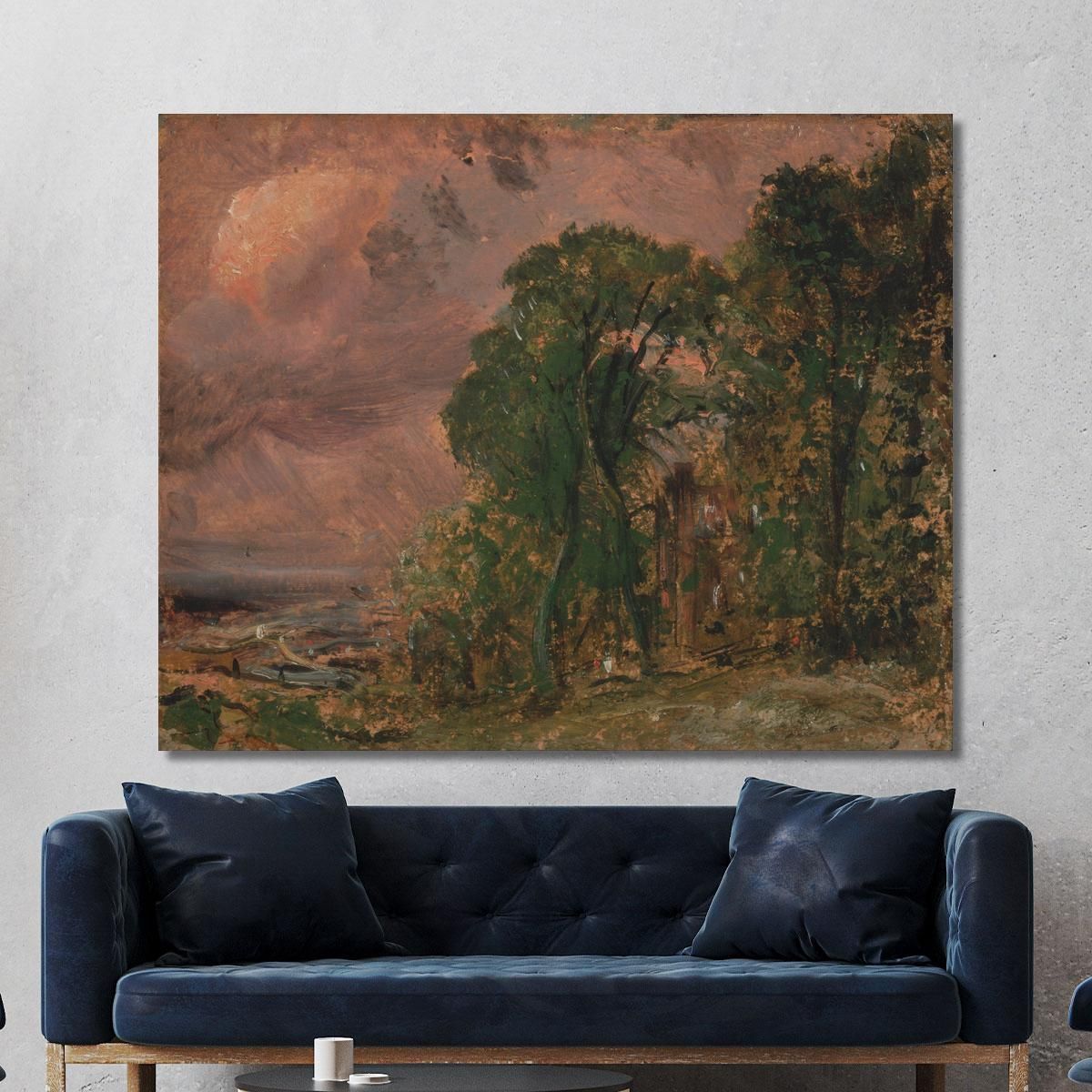 A View At Hampstead With Stormy Weather John Constable jcn8 canvas print 